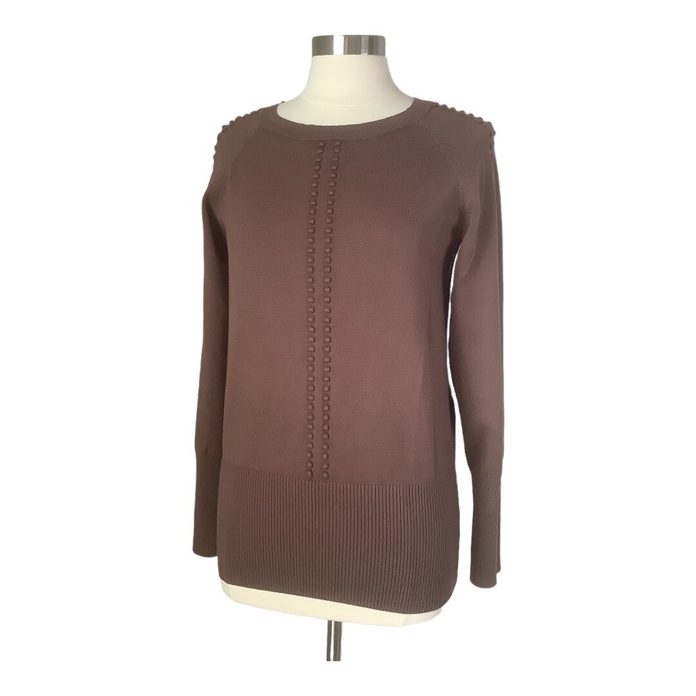 Andree By Unit Sz M Knit‎ Embroidered Chocolate Brown Women's Sweater